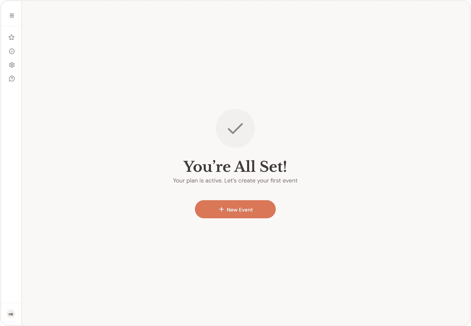 PicMe organizer screen: You're All Set
