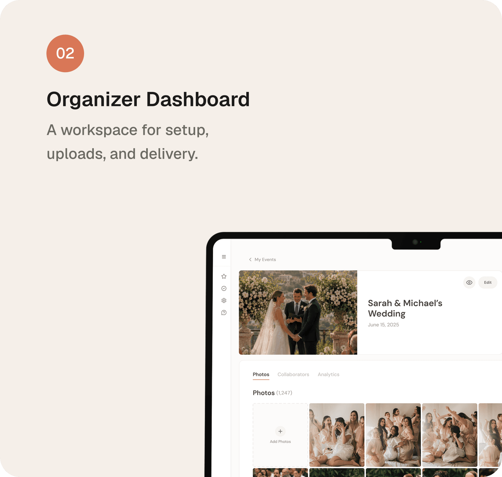 PicMe organizer dashboard preview